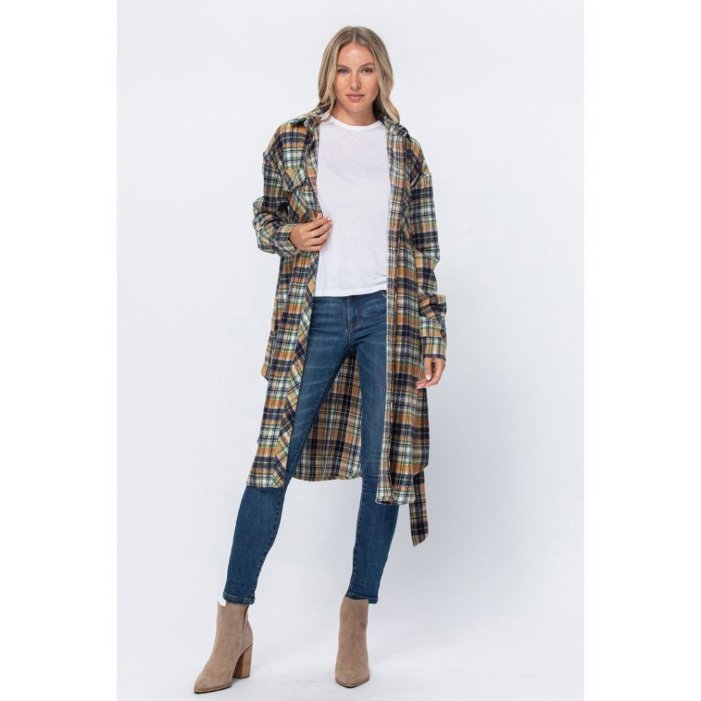 Navy Blue Checkered Print Dress